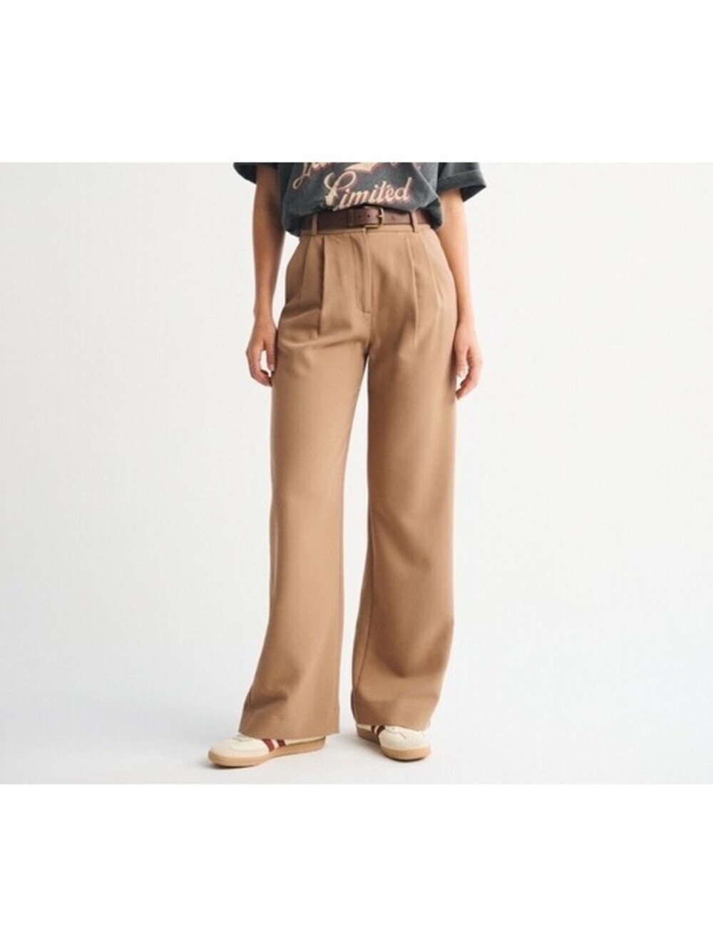 Abercrombie A&F Sloane Tailored Wide Leg Pant Size 25/0 Tan Workwear Office